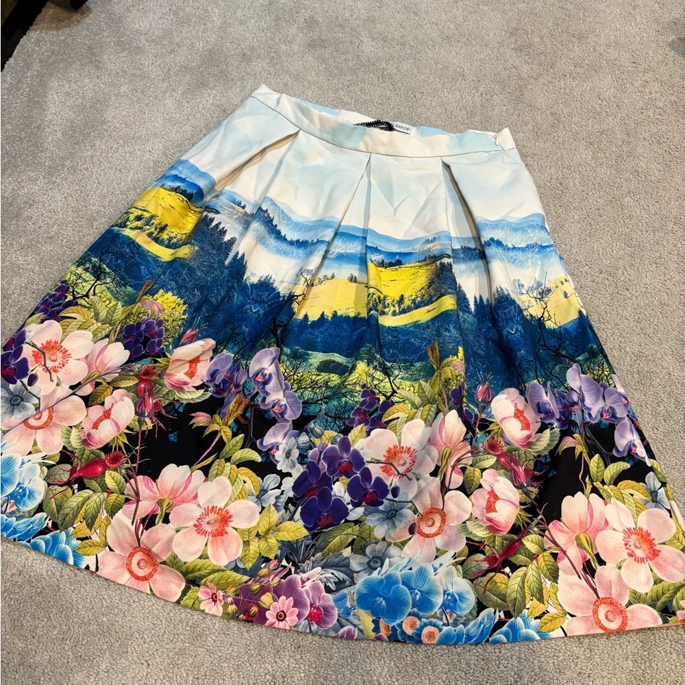 Frock Shop Floral Landscape Skirt w/ Pockets, Size Large